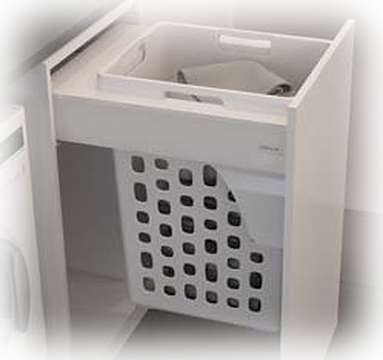 White ventilated 48 litre pull-out laundry basket in a 450 mm drawer