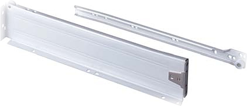 Meta box white steel drawer side with bottom-mount single-extension runner