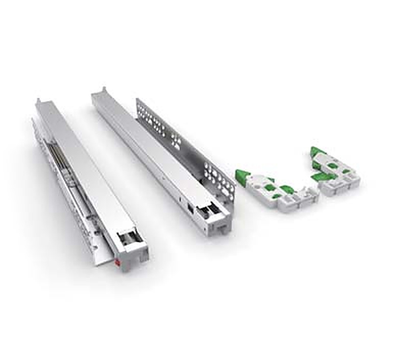 R213 soft-close concealed undermount runners with 3-D adjustment locking clips
